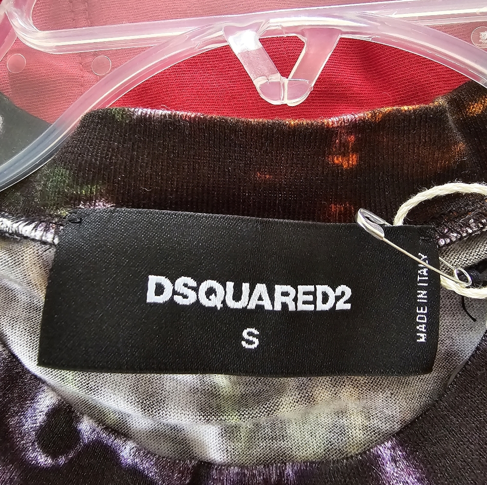 Dsquared2 Tie Dye Jersey Cotton T-Shirt Size S Small Black Multicolor - Picture 4 of 7